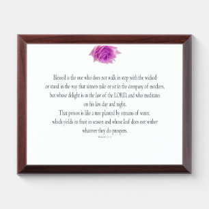 PSALM 1:1-3 with Purple Flower Award Plaque