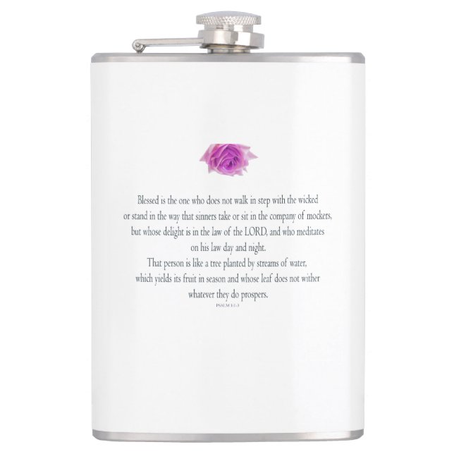 PSALM 1:1-3 with Purple Flower Flask (Front)