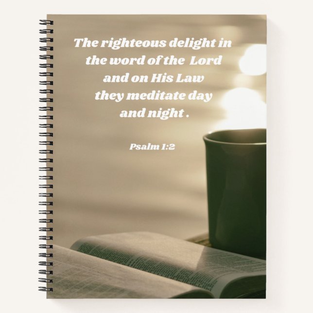 Psalm 1:2 Bible Study Encouragement Christian Notebook (Front)