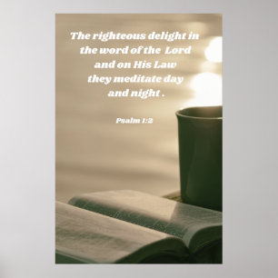 Psalm 1:2 Bible Study Encouragement Poster