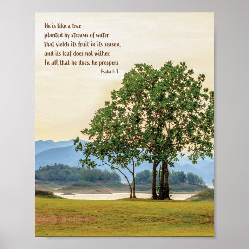 Psalm 1 3 bible verse scripture art gifts poster
