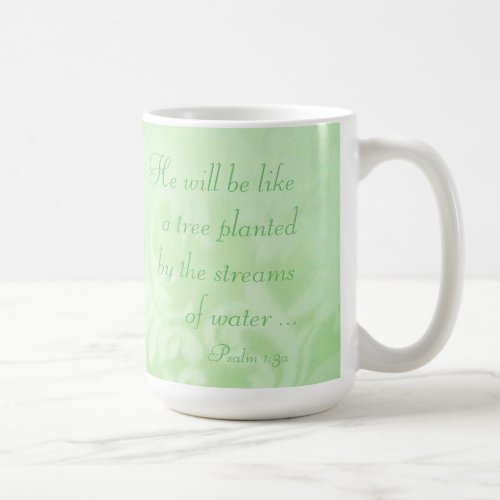 Psalm 13 Tree Planted by Streams Green Paisley  Coffee Mug