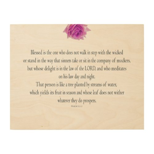 Psalm 1 Bless the One Does not Pink Flower Wood Wall Art