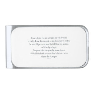 Psalm 1, does not walk in step with the wicked silver finish money clip