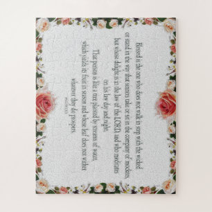 Psalm 1, Floral Borders, Oil, Blessed is the one, Jigsaw Puzzle
