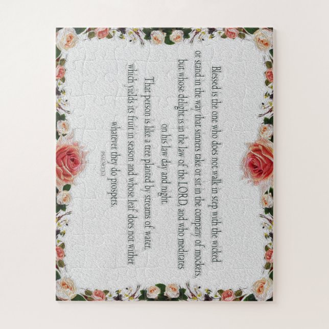 Psalm 1, Floral  Borders, Oil, Blessed is the one, Jigsaw Puzzle (Vertical)