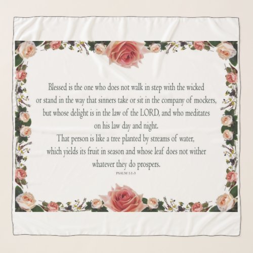 Psalm 1 Flower Border Design Yields in Season Scarf