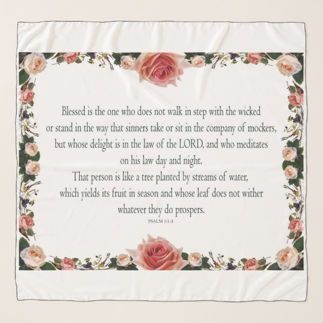 Psalm 1, Flower Border Design, Yields in Season, Scarf (Front)
