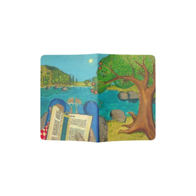 Psalm 1 in Hebrew Bible Jewish Christian Paintings Passport Holder (Opened)