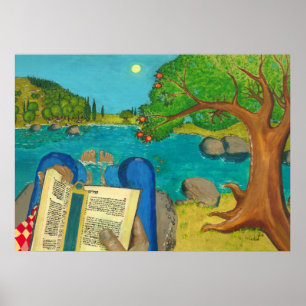 Psalm 1 in Hebrew Bible Jewish Christian Paintings Poster