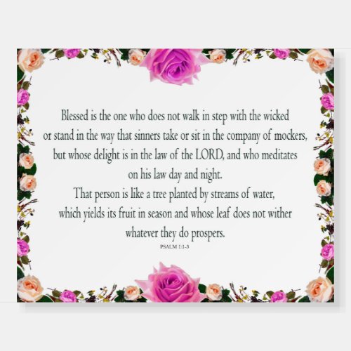 Psalm 1 In the Law of LordPurple Flower Border Foam Board