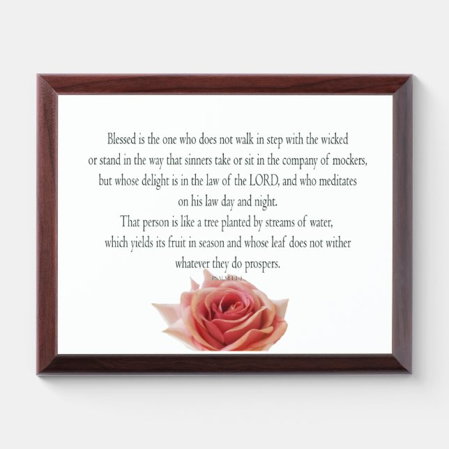 Psalm 1, Law day and Night, Streams of Waters, Award Plaque (Horizontal)