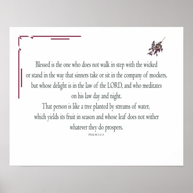 Psalm 1, Law day and Night, Streams of Waters, Poster (Front)