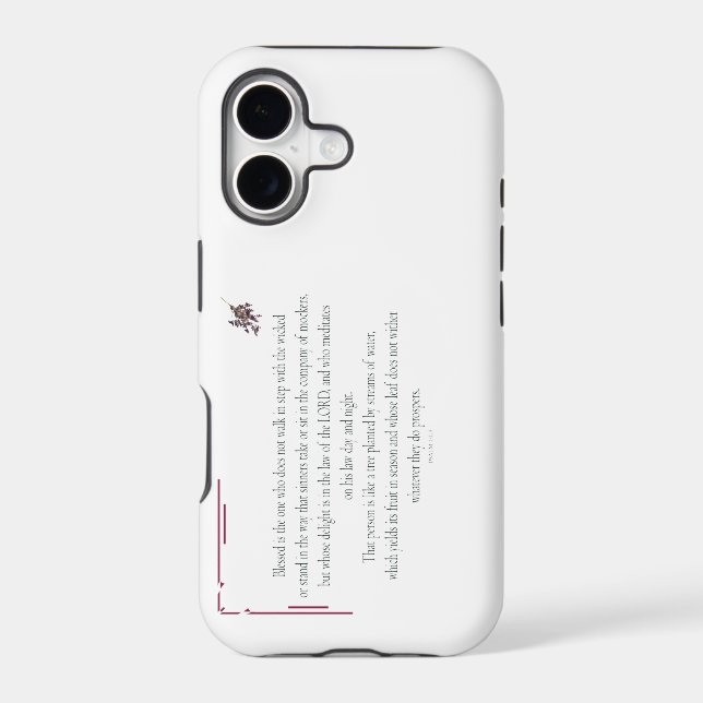 Psalm 1 Scripture Art - Blessed and Righteous Iphone Case (Back)