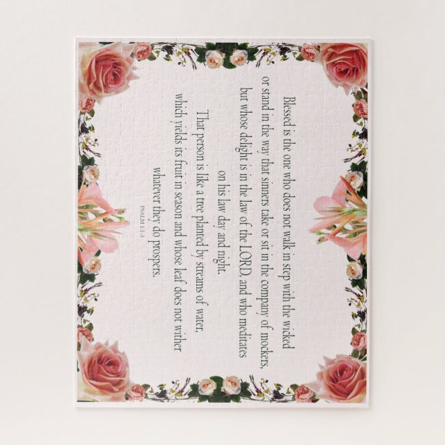 Psalm 1 Scripture Art - Blessed and Righteous Jigsaw Puzzle (Vertical)