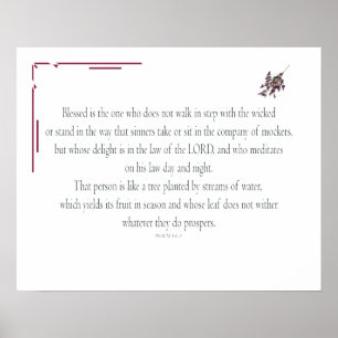 Psalm 1 Scripture Art - Blessed and Righteous Poster