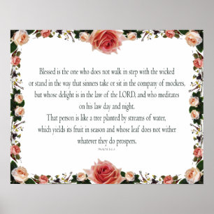 Psalm 1 Scripture Art - Blessed and Righteous Poster