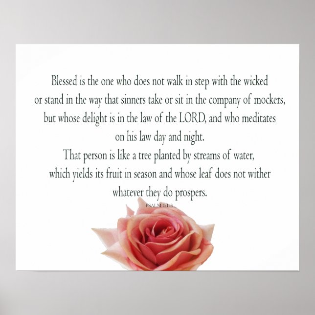 Psalm 1 Scripture Art - Blessed and Righteous Poster (Front)
