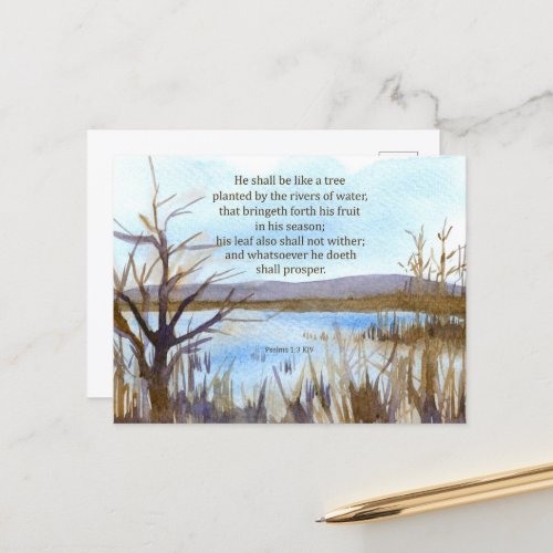 Psalm 1 Scripture Bible Verse Desert Lake Mountain Postcard