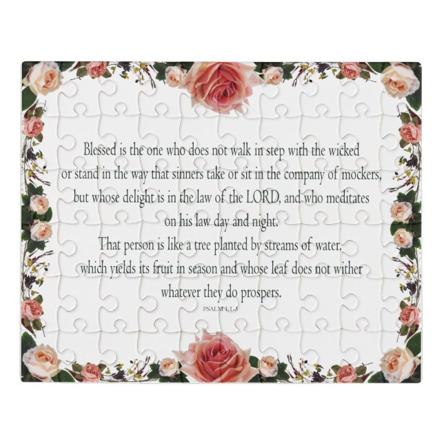 Psalm 1 with Flower Borders Jigsaw Puzzle (Puzzle Horizontal)