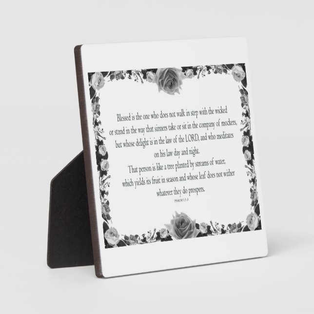 Psalm 1, Yields its Fruit in Season, B&W Plaque (Front)