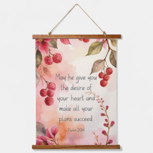 Psalm 20:4 Desire of Your Heart Scripture Floral Hanging Tapestry