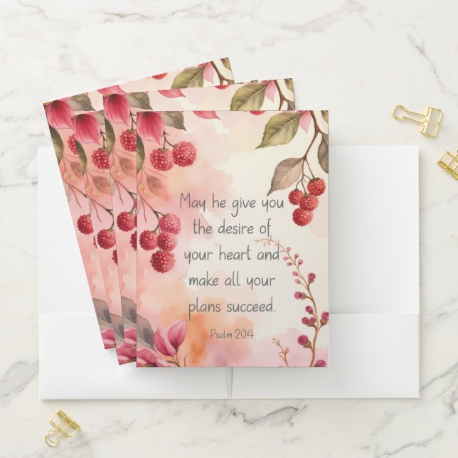 Psalm 20:4 Desire of Your Heart Scripture | Floral Pocket Folder (In Situ)