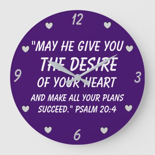Psalm 204 Quote Cute Purple Large Clock