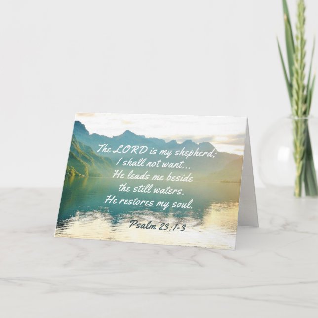 Psalm 23 1-3 He leads me beside still waters Card (Front)