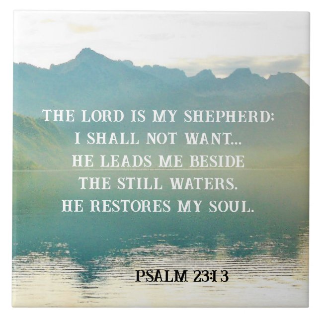 Psalm 23 1-3 The LORD is My Shepherd Ceramic Tile (Front)