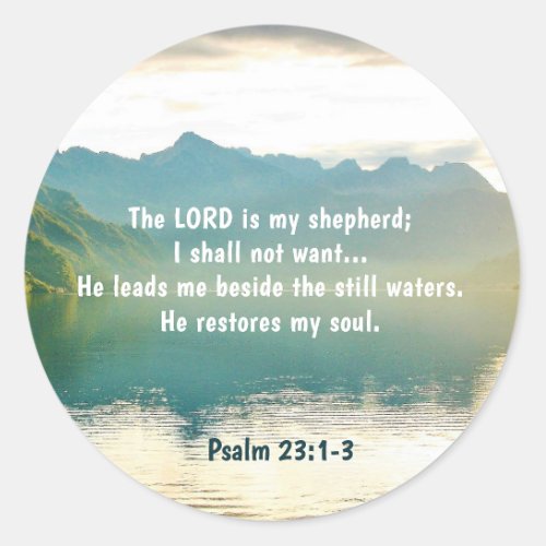 Psalm 23 1_3 The LORD is My Shepherd Classic Round Sticker