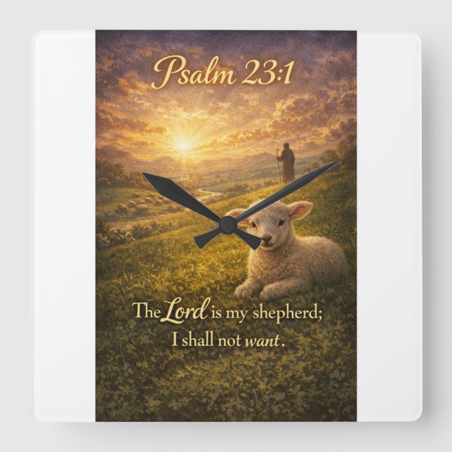Psalm 23:1 Bible Christian Lamb Wall Clock (Front)