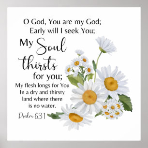 Psalm 23:1 Bible Scripture Chamomile Flowers Poster