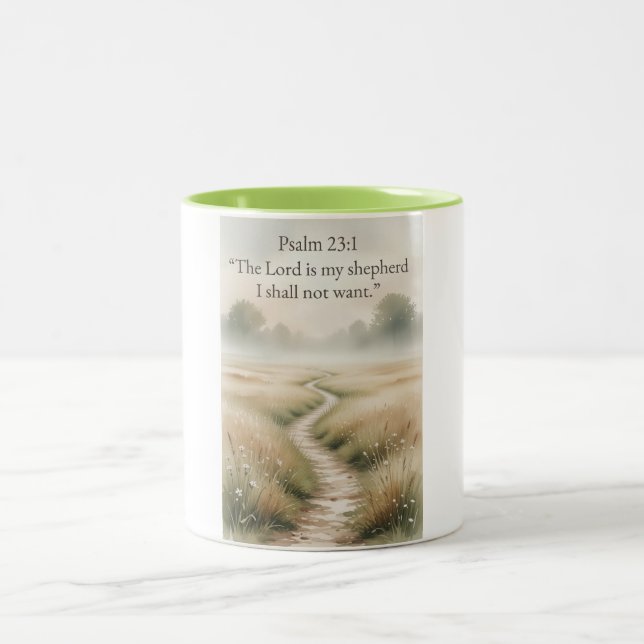 Psalm 23:1 Bible Verse Christian Coffee Mug (Center)