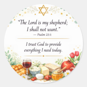 Psalm 23:1 Bible Verse, Messianic Jewish Decor, Classic Round Sticker