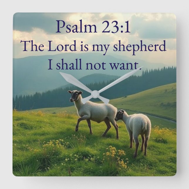 Psalm 23:1 Bible Verse Wall Clock (Front)