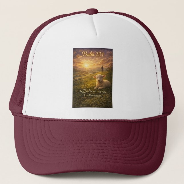 Psalm 23:1 Christian Lamb Trucker Hat (Front)