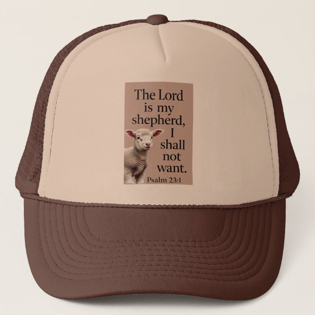 Psalm 23:1 Christian Lamb Trucker Hat (Front)