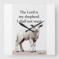 Psalm 23:1 Christian Lamb Wall Clock