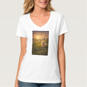 Psalm 23:1 Christian Lamb Women's V-Neck Tee Shirt