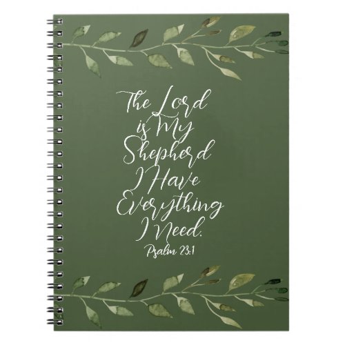 Psalm 231 Christian Notes Sage Green Journal