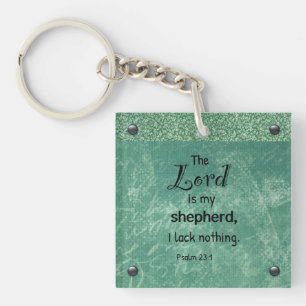 Psalm 23:1 Christian Typography Design Keychain