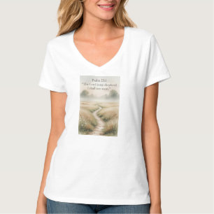 Psalm 23:1 Christian Women's V-Neck Tee Shirt