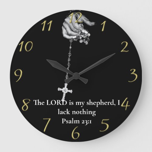 Psalm 231 hand holding cross  large clock