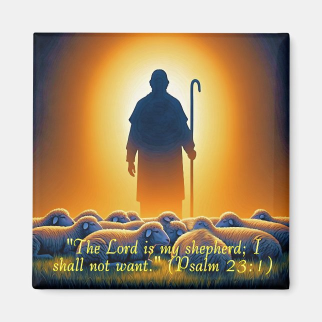 Psalm 23:1 Lord as Shepherd Square Magnet (Front)