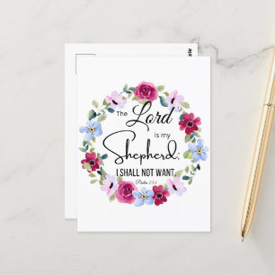 Psalm 23:1 The Lord is my Shepherd Floral Bible Postcard