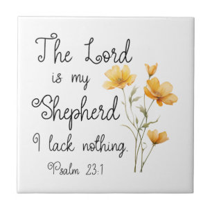 Psalm 23:1 The Lord is my Shepherd Yellow Flower Ceramic Tile