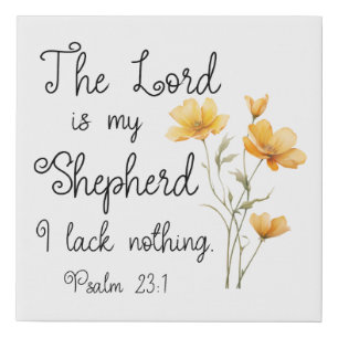 Psalm 23:1 The Lord is my Shepherd Yellow Flower Faux Canvas Print