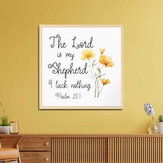 Psalm 23:1 The Lord is my Shepherd Yellow Flower Framed Art (Living Room)