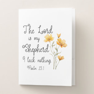 Psalm 23:1 The Lord is my Shepherd Yellow Flower Pocket Folder